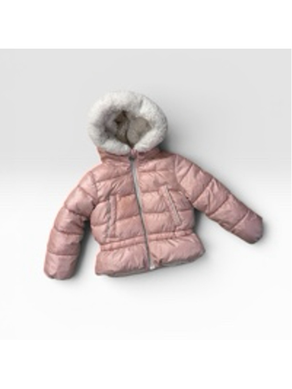 Michael Kors Pink Puffer Jacket Faux Fur Hood Size 4